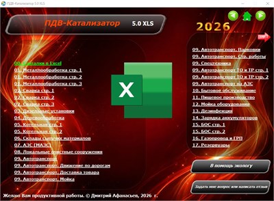 Сборник примеров расчётов выбросов | ПДВ-Катализатор 5.0 XLS